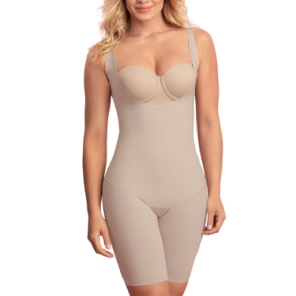 Leonisa Undetectable Step-in Mid-Thigh Body Shaper Beige Size M